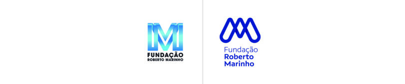 comparativo das logos da Fundação Roberto Marinho, a logo antiga ao lado da nova logo