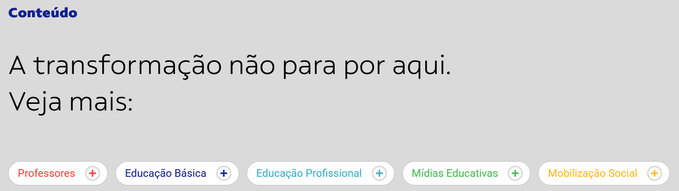 Fundo cinza e as categorias do Portal FRM.