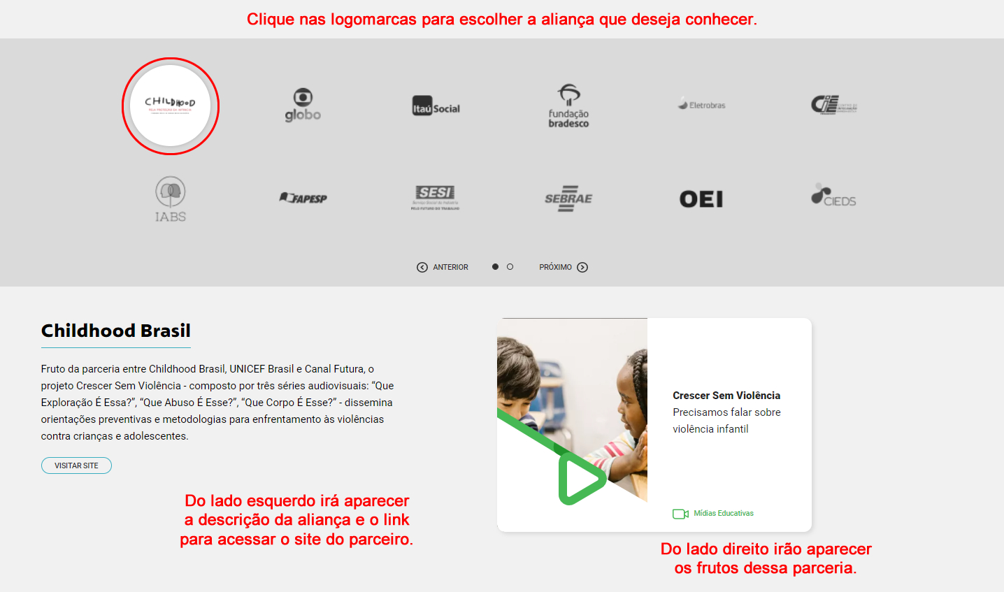 print de tela do Portal FRM destacando como navegar nas diferentes alianças da FRM