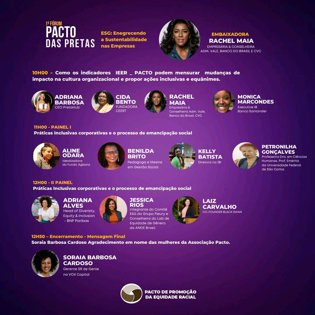 A imagem mostra a programação do evento