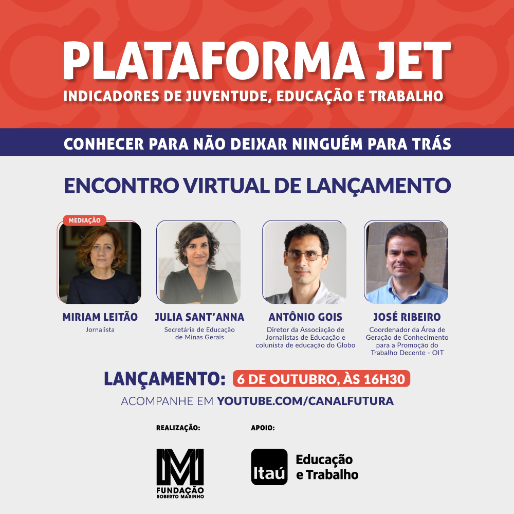 Cartaz publicitário divulgando a nova plataforma virtual e os convidados que irão debater online