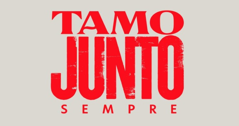Imagem de uma logo marca vermelha escrito "Tamo Junto Sempre"