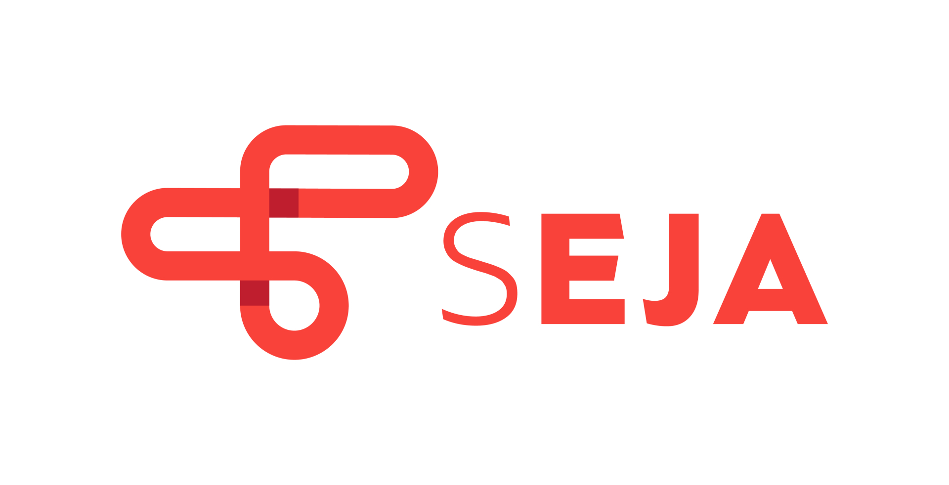 Fundo branco, com a logomarca do projeto SEJA escrita em vermelho, ao lado de um grafismo também vermelho, que remete à marca do Telecurso.
