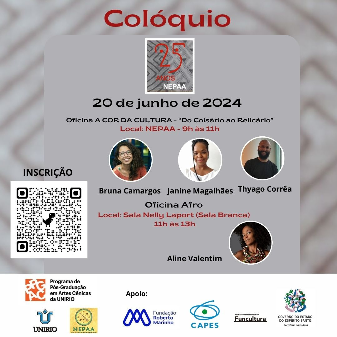Sobre um fundo cinza, um texto explica como vai ser o evento do NEPAA.