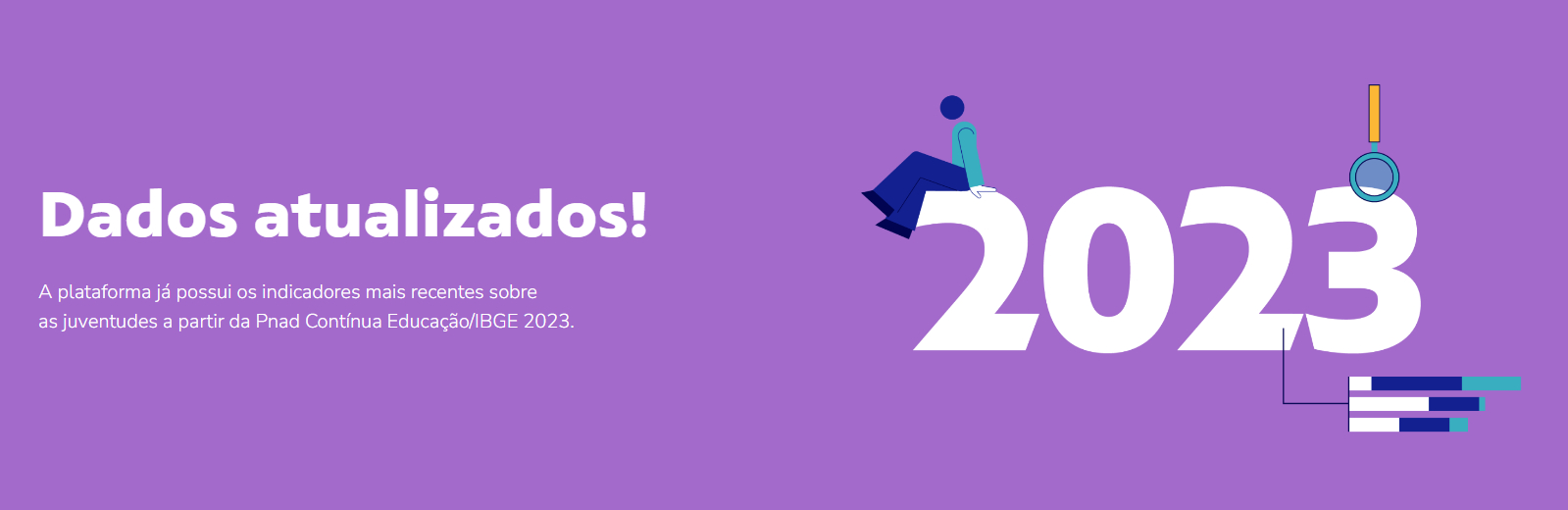Fundo lilás e texto branco "Dados atualizados 2023".