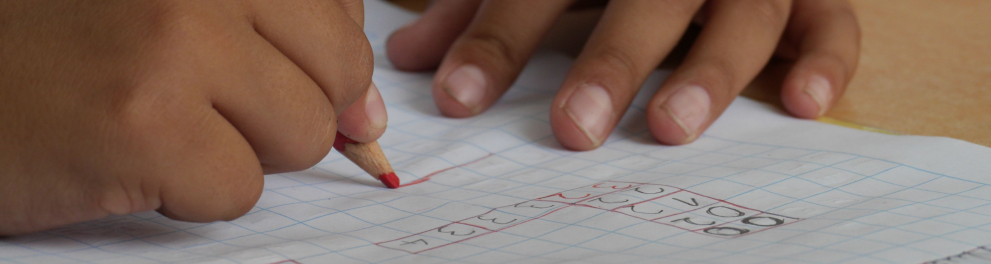 Imagem mostra uma mão segurando lápis escrevendo sobre caderno
