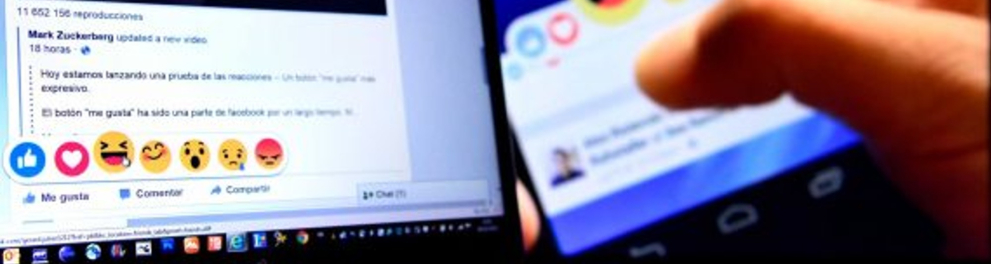 A imagem mostra uma pessoa reagindo a uma publicação no Facebook