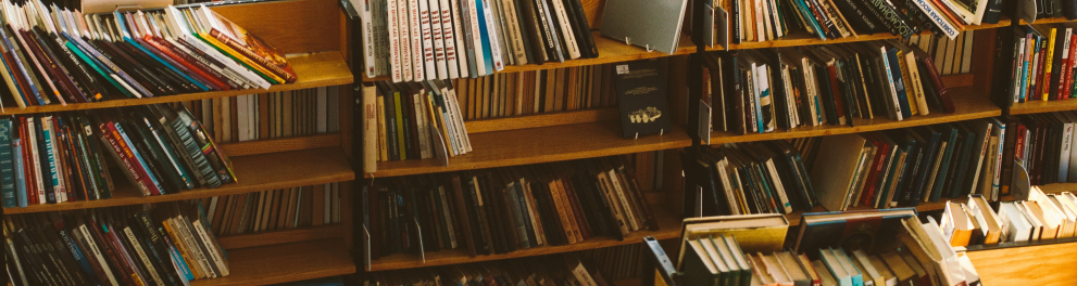 Imagem mostra estantes cheias de livros