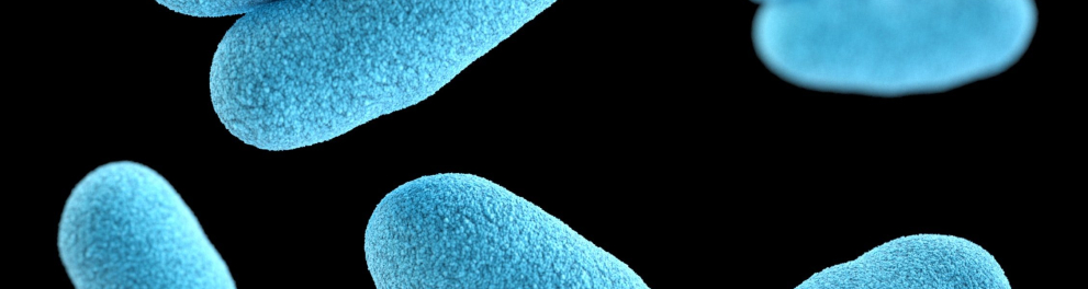 Imagem microscópica de alguns seres cilíndricos e azuis
