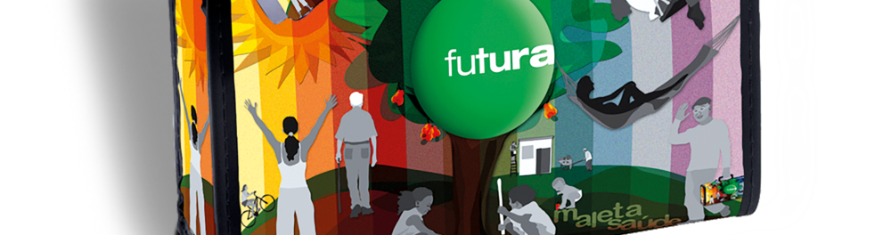 Uma maleta colorida com o logotipo do Futura no centro.