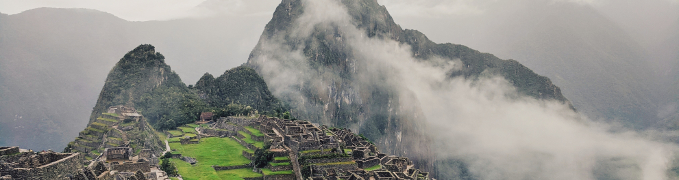 Imagem aérea de Machu Picchu, no Peru