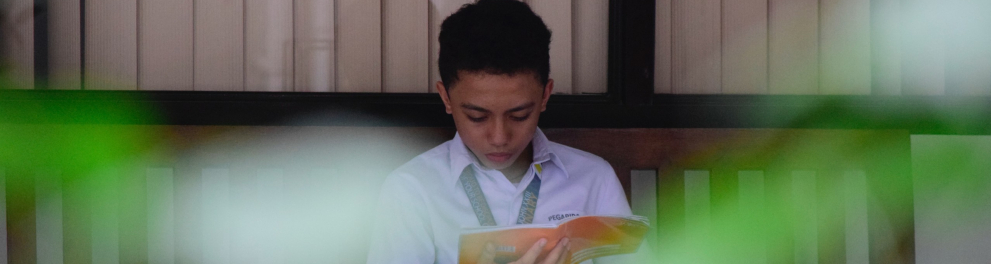 Um menino lendo um livro
