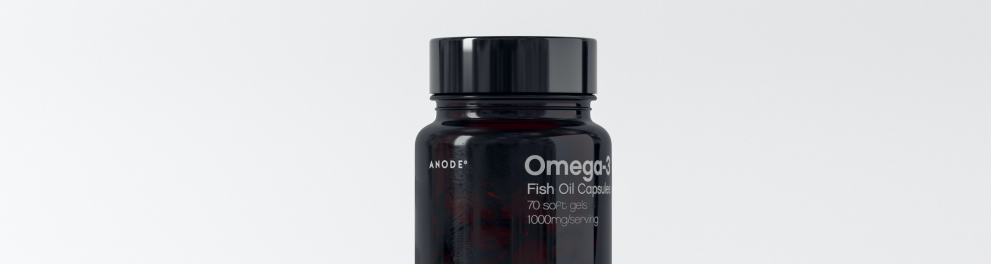 Frasco de pílulas de ômega 3