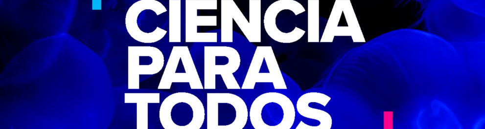 Ilustração azulada com os dizeres Ciência Para Todos