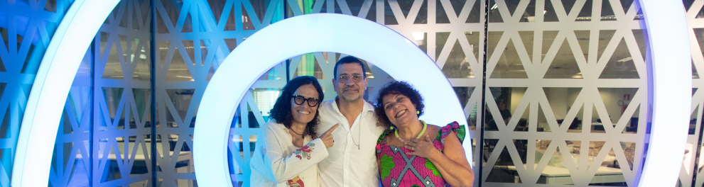 Sônia Rosa e Zélia Duncan na gravação do videocast Aprender Sem Fim
