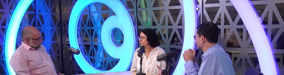 Eliana Souza e Ricardo Henriques na gravação do videocast Aprender Sem Fim