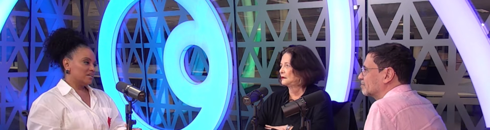 Flávia Oliveira e Heloísa Buarque na gravação do videocast Aprender Sem Fim