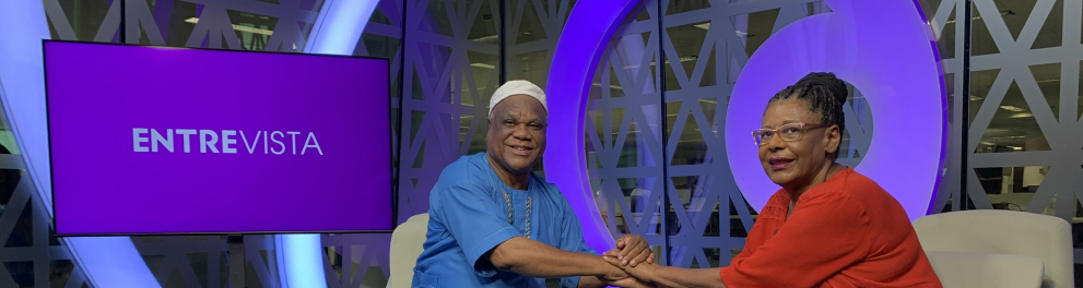 Ivanir dos Santos na gravação do episódio Diversidade religiosa na escola do programa Entrevista: Educação Antirracista