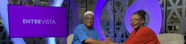 Ivanir dos Santos na gravação do episódio Diversidade religiosa na escola do programa Entrevista: Educação Antirracista