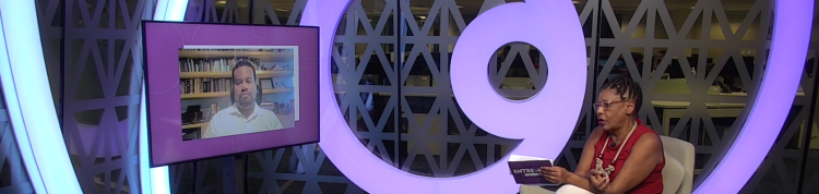 Daniel Teixeira Bento na gravação do episódio Democracia e Direito à Educação do programa Entrevista: Educação Antirracista